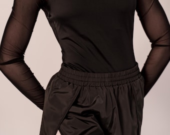 Body de malla para ballet, leotardo negro para mujer Biflex Dancewear, conjunto de ballet con paneles transparentes, regalo para bailarina, ropa de entrenamiento elástica de una pieza