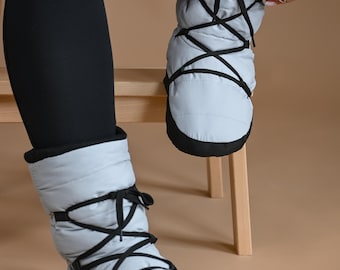 Pantuflas cálidas para mujer, zapatillas de casa acolchadas e impermeables con forro polar, botas cómodas para interiores con suela de goma, zapatillas suaves para estar en casa, regalo para ella.