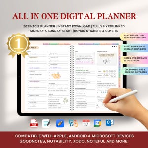2025 All in One Digital Planner , GoodNotes Planner, Daily Planner, Weekly Planner, Notability, Planner, iPad Planner, Android Planner