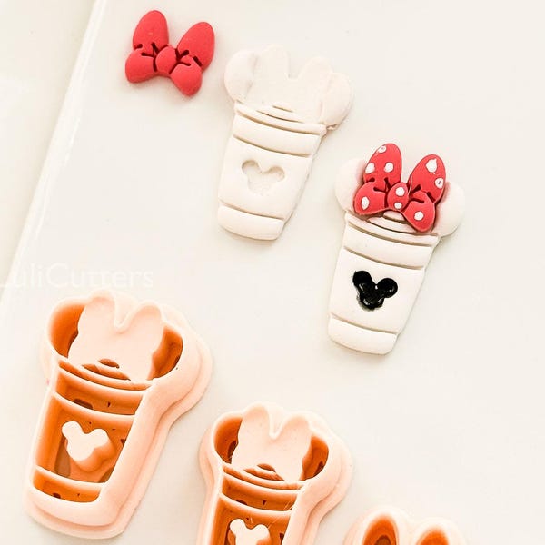 Mouse Lover Coffee Cutter: Mice with Bow Cup Design for Polymer Clay