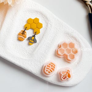 Bee & Honeycomb Polymer Clay Cutter Set: Earring Making Supplies