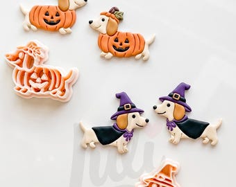 Spooky Sausage Pups Cutters: Halloween Dachshund Shapes for Polymer Clay