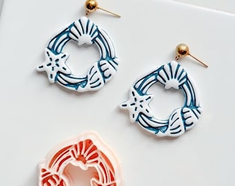 Cortador de coronas marinas / Pendientes con forma de estrella de mar y concha para arcilla polimérica