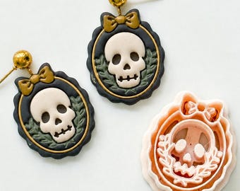 Skull Cameo Cutter: Floral Framed Skull Shape for Polymer Clay