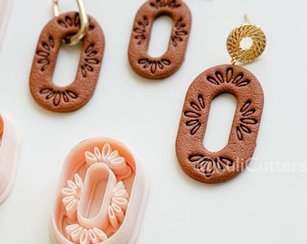 Cortador ovalado Olya: Forma ovalada ornamental para pendientes de arcilla polimérica