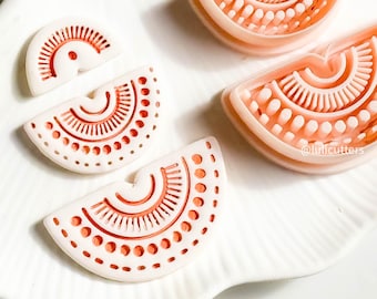 Boho Sunburst Semi-Circle Clay Cutter Set – Bold Imprint Earring Design - 3 pieces - 00655