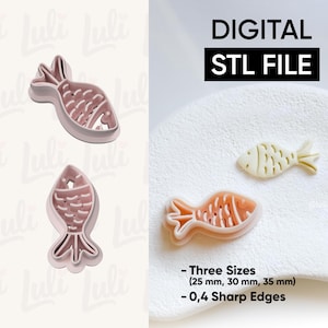 Taglierina per argilla a forma di pesce: orecchini in argilla polimerica fai da te - 3 misure (solo file digitale STL)