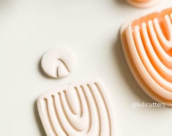 Organic Debossed Clay Earring Cutter Set  Includes Arch-Like Base + Circle Topper