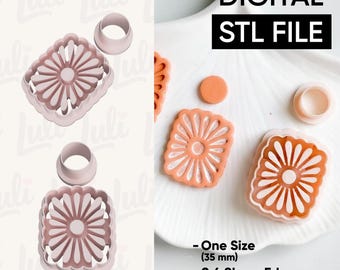 Scalloped Daisy Burst Cutter Set: Polymer Clay Earring STL (Digital Download)