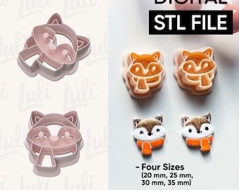 Cortador de arcilla polimérica con forma de cara de zorro (archivo digital STL)