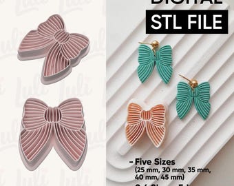 Chunky Lined Ribbon Clay Cutter: Polymer Clay Earring DIY (STL Digital File Only)