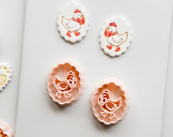 Cutey Chick Cutter: Oval Chicken Earring Shape for Polymer Clay