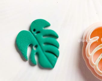 Juego de cortadores de arcilla con forma de hoja de Monstera: joyería polimérica tropical (20 mm, 25 mm, 30 mm)