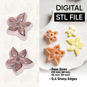 Set di stampi per fiori di limone: file STL per orecchini in pasta polimerica (download digitale)