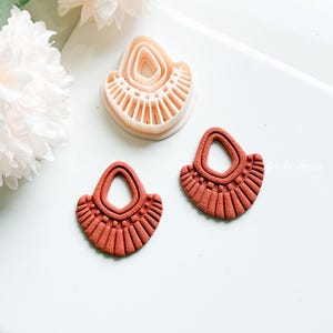 Boho Fan Cutter | Polymer Clay Earring Cutter with Imprint Details