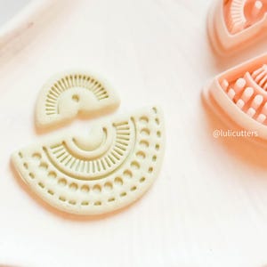 Mini Tribal Sunburst Clay Cutter Set – 2-Piece Ethnic Semi-Circle Earring Design - 00656