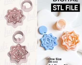 Anchor Starburst Cutter: Polymer Clay Earring STL File (Digital Download)