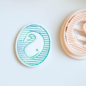 Minimal Whale Clay Cutter – Modern Oval Imprint Design - 00746