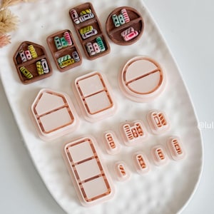 Geometric Bookshelf Clay Cutter Set: Polymer Clay Jewelry Molds