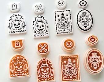 Spooky Carnival Set Cutter: Vintage Halloween Character Dangle Shapes for Polymer Clay
