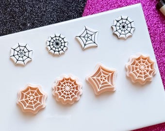 Spider Web Clay Cutter Set: Halloween Jewelry Making, 6 Sizes