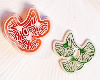 Triple Ginkgo Clay Cutter: Botanical Imprint for Polymer Clay Earrings (35/40mm)