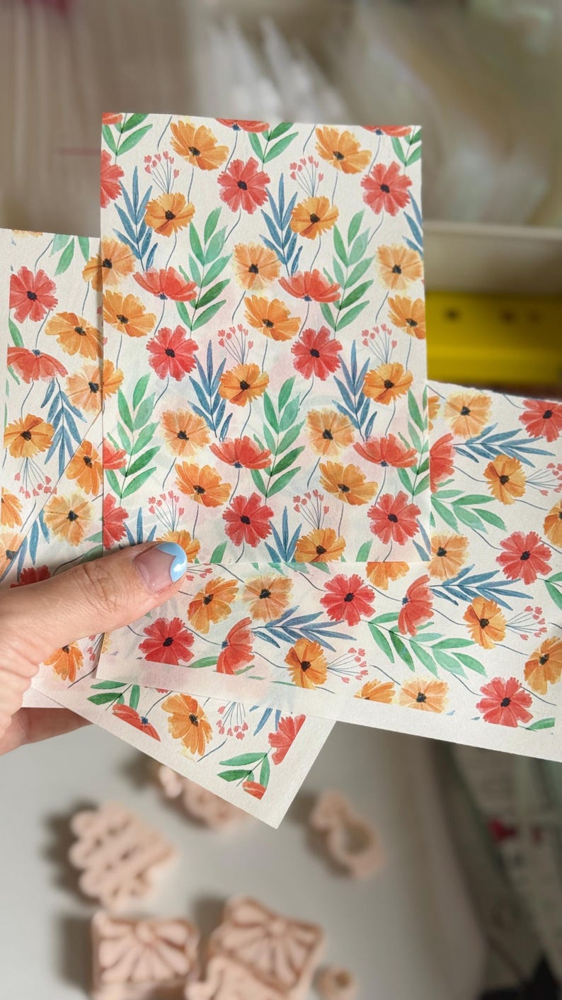 Floral Water Transfer Paper for Polymer Clay (9x14cm) image 1