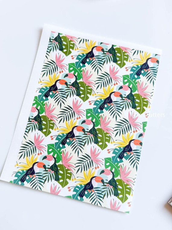 Polymer Clay Water Transfer Paper: Tropical Toucan Pattern (9x14cm)