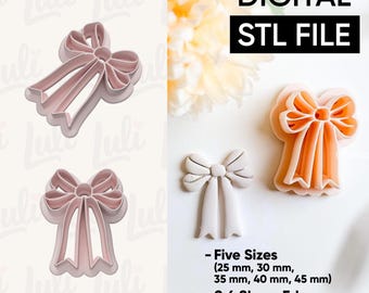 Bow Clay Cutter: Detailed Polymer Clay Earring Mold (STL Digital File)
