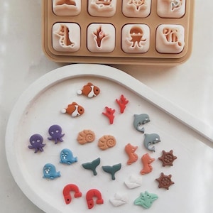 Ensemble d'emporte-pièces en micro-argile Ocean : 12 créatures marines, mini-boucles d'oreilles et breloques