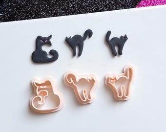 Gruselige Katze Ton-Ausstechform-Set: Halloween Ohrring Schmuck, 20-45 mm