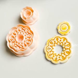 Faux Ceramic Flower Clay Cutter Set – Lacey Debossed Design with Open Center 00693