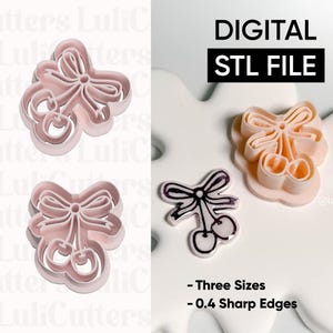 Cherry Bow Imprint Cutter – STL Digital File Only -No physical item will be sent. This is a DIGITAL DOWNLOAD for 3D printing. STL00149