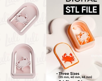 Archivo STL de cortador de huella de cangrejo: Diseño de aretes de arcilla polimérica (descarga digital, 3 tamaños)