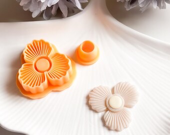 Polymer Clay Flower Cutter Set: Striped Petal Earring Design