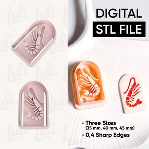 File STL per taglierina per impronte di gamberi/aragoste: design di orecchini in pasta polimerica (download digitale)