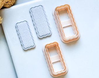 Scalloped Bar Polymer Clay Cutter: Wavy Rectangle Jewelry Tool