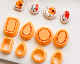 Bezel Stud Earring Clay Cutter Set: Geometric Polymer Clay Jewelry