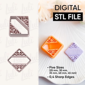 File STL per taglierina con cornice floreale Boho: creazione di orecchini in pasta polimerica (download digitale)