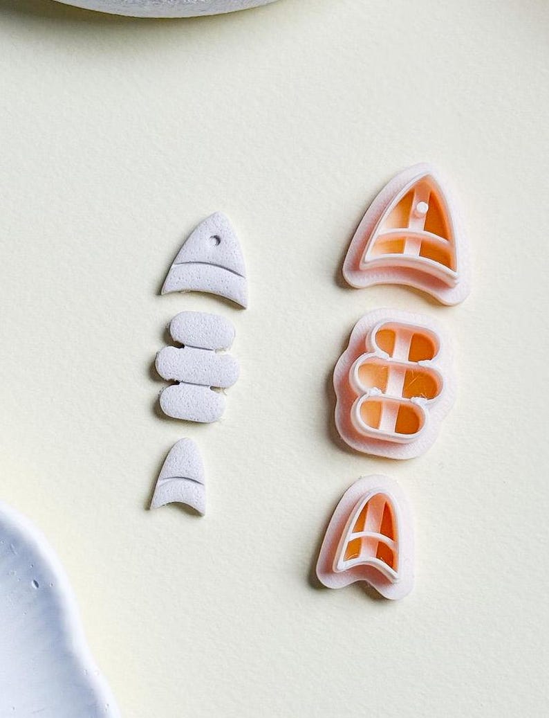 Set di tagliapasta in argilla polimerica a forma di pesce: tagliapasta per orecchini a strati (3 pezzi) immagine 4
