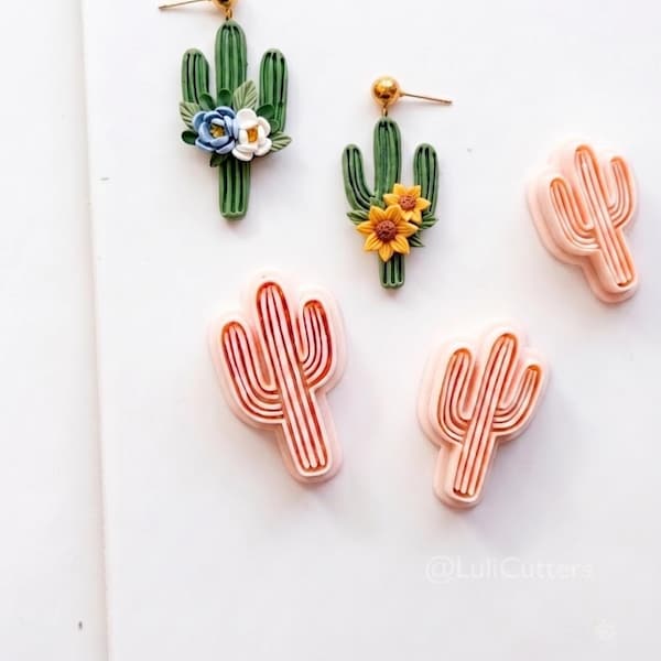 Ribbed Cactus Cutter: Desert Saguaro Shape for Polymer Clay