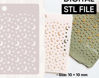 Celestial Moon and Star Stencil: Polymer Clay Earring Making (STL Digital File)