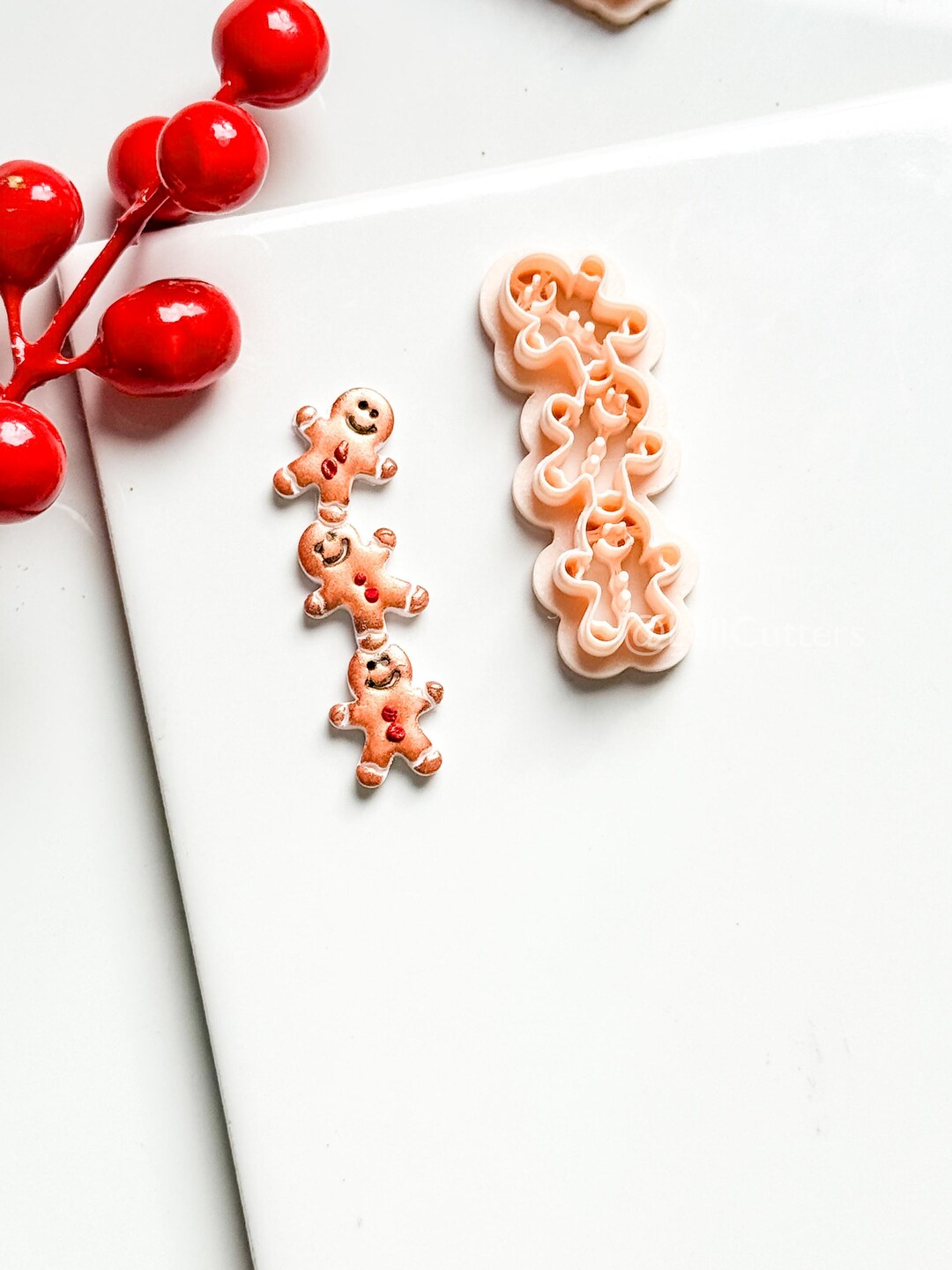 Gingerbread Man Chain Clay Cutter: Christmas Earring Polymer Clay Tool ...