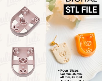 Boho Tulip Earring Cutter: Arch Framed Polymer Clay STL File (Digital Download, 30-45mm)