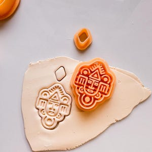 Aztec Tribal Face Clay Cutter: 3D Printed Jewelry Tool