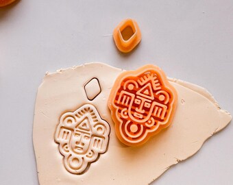 Aztec Tribal Face Clay Cutter: 3D Printed Jewelry Tool