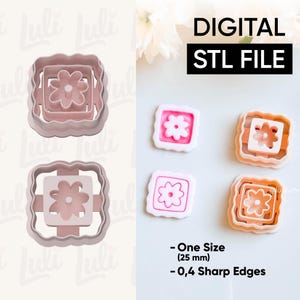 Retro Flower Clay Cutter Set: 3D Print STL File (Digital Download))