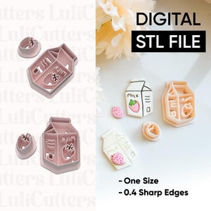 Strawberry Milk Carton Cutter –STL Digital File Only-No physical item will be sent. This is a DIGITAL DOWNLOAD for 3D printing. STL00295