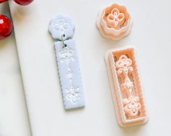 Floral Bar Polymer Clay Cutter Set  Rectangle Drop Earring Shapes