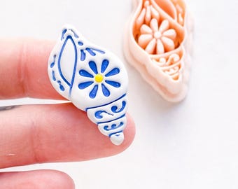 Cortador de arcilla con forma de concha floral para pendientes
